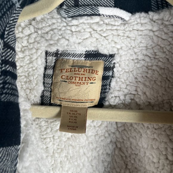 Telluride 100% Cotton Fleece Lined Flannel Button Up Jacket Mens Sz XL BLK/WHITE - Picture 2 of 13